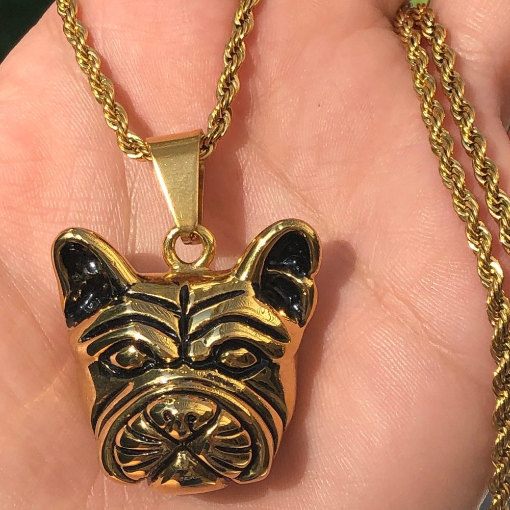 S.S 14 k gold finish pup necklace